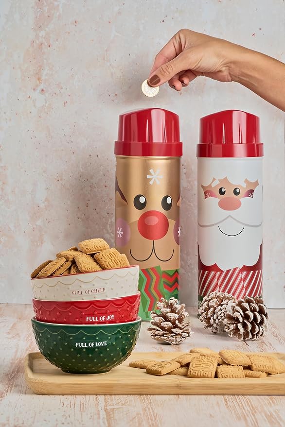 Dux Holiday Christmas Friends Cookies, 3-Pack Variety Tin Set (Reindeer & Santa, Designs May Vary), 5.64 oz
