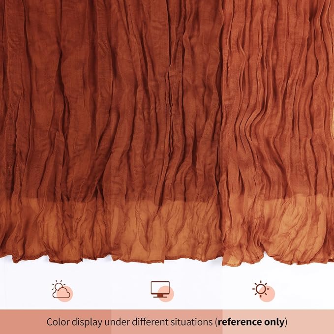 6 Pack Terracotta Cheesecloth Table Runner 17x108 Inch Semi Sheer Boho Gauze Cheese Cloth Fabric Table Runners, for Wedding Party Baby Shower Birthday Home Decor Garden Farmhouse