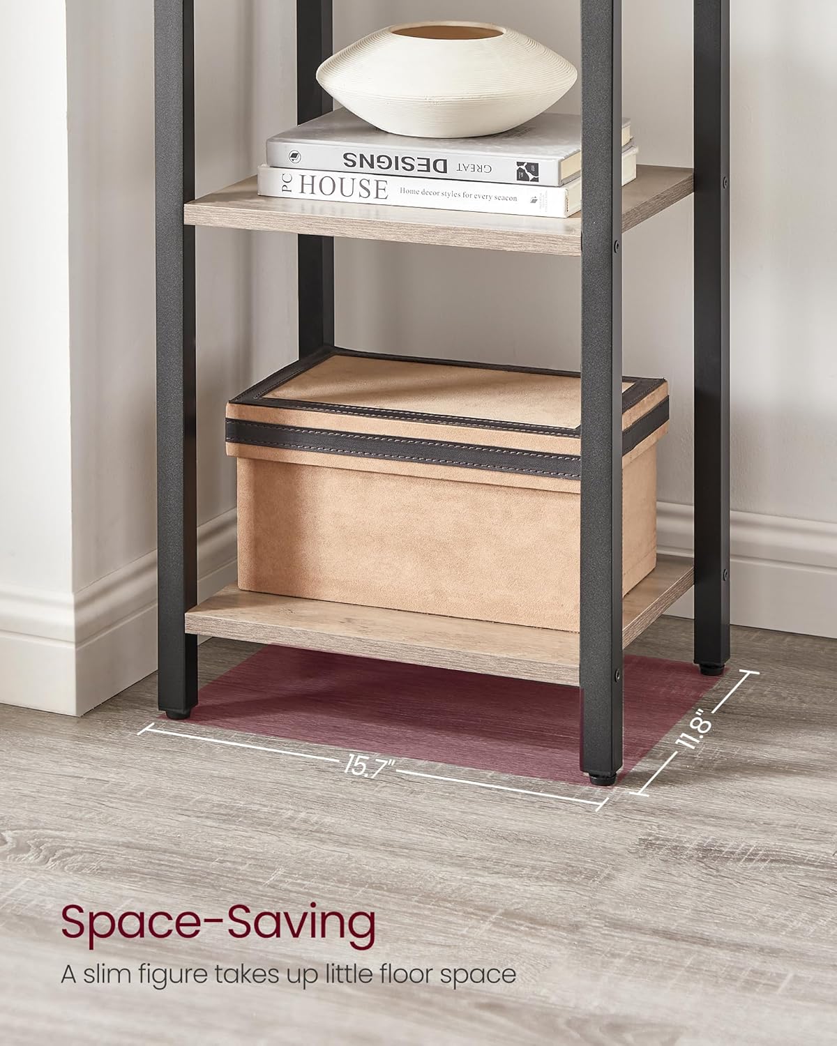 VASAGLE 6-Tier Bookshelf, Bookcase with Steel Frame, Book Shelf for Living Room, Home Office, Study, 11.8 x 15.7 x 73.2 Inches, Industrial Style, Heather Greige and Ink Black ULLS101B02