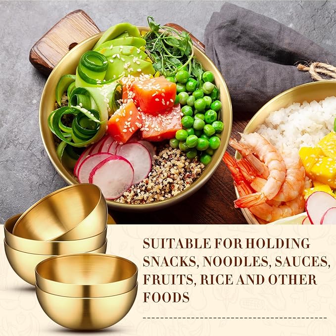 Nuogo 10 Pcs Stainless Steel Mixing Bowls Christmas Decorative Esthetician Bowls for Christmas First Holy Communion Wedding Baking Prepping Serving Facial Salad Fruit Candy(9.8 Inch,Gold)