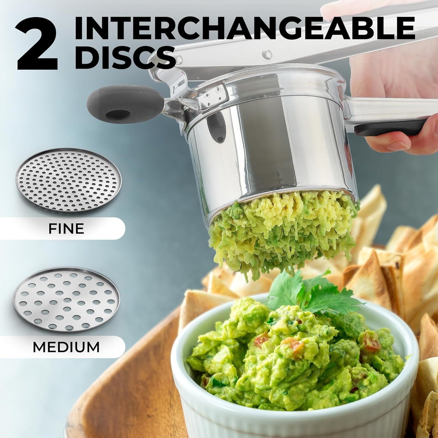 Zulay Kitchen Premium Large 15oz Potato Ricer, Heavy Duty Professional Stainless Steel Potato Masher and Ricer Kitchen Tool, Press and Mash Kitchen Gadget - Silver/Black