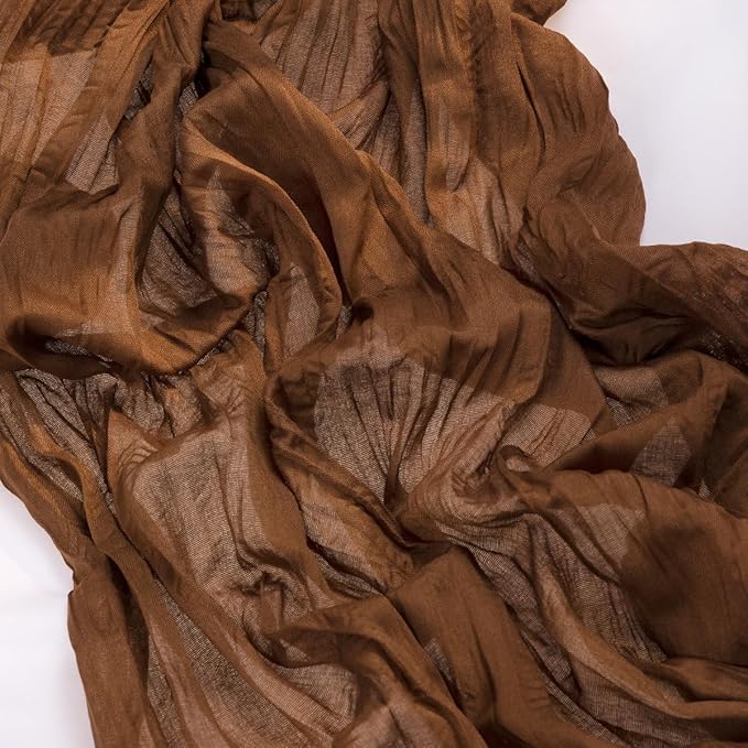 MLMC 3 Pack Brown Table Runner 10ft Boho Rustic Gauze Coffee Cheesecloth Table Runner Neutral Winter Decor 35x120 Inches for Wedding Bridal Shower Reception Party Decor