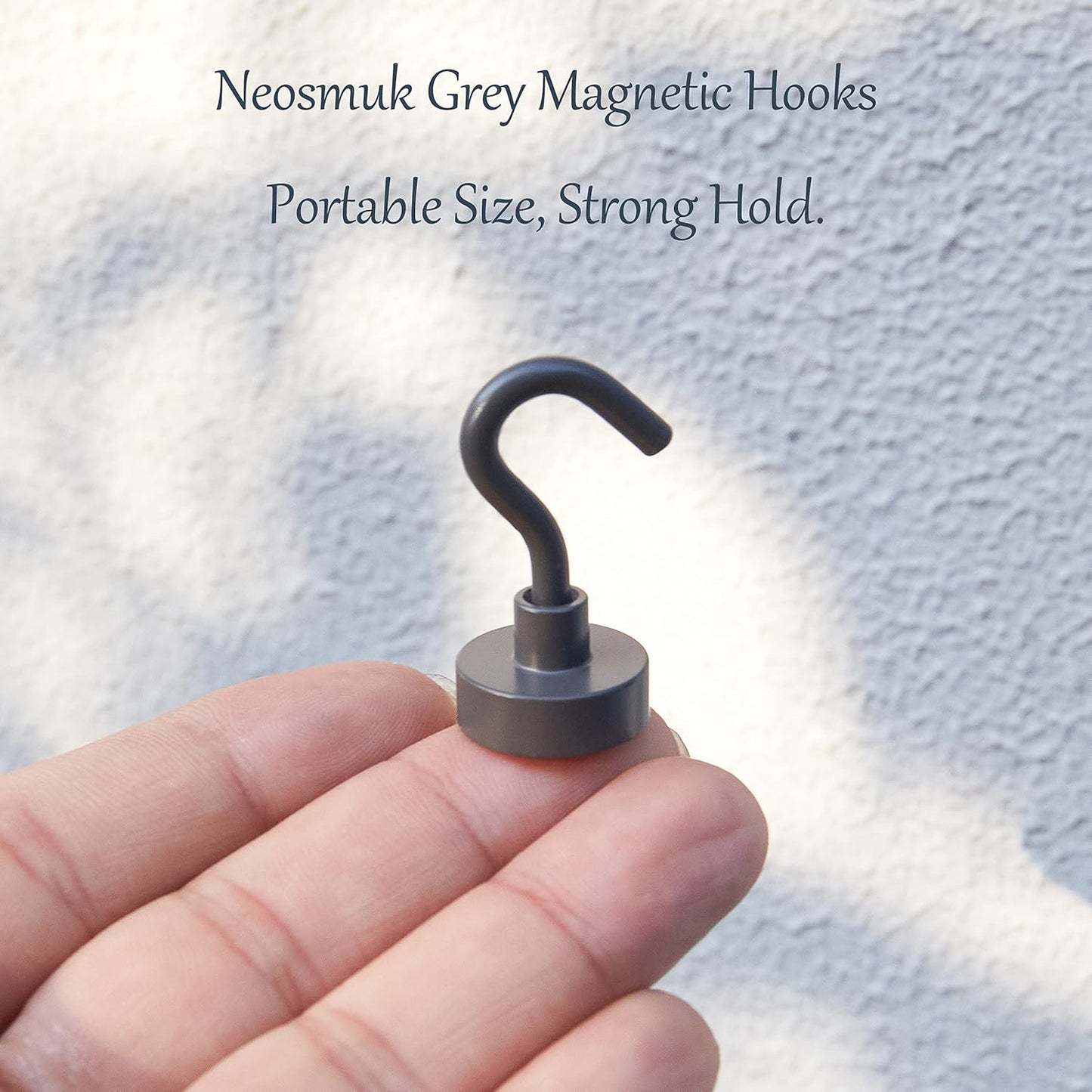 Neosmuk Magnetic Hooks Heavy Duty,Strong Magnet with Hook for Fridge, Super Neodymium Extra Strength Industrial Hooks for Hanging, Magnetic Hanger for Toolbox, Cruise, Grill(Gunmetal,10 Pack)