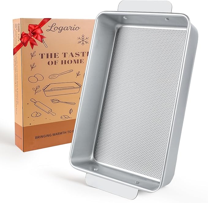 9x13 Baking Pan with Easy-Grip Handles, Aluminized Steel Textured Nonstick Rectangle Cake Pan, Deep Brownie & Lasagna Pan, Warp-Resistant Heavy-Duty Bakeware for Family Meals