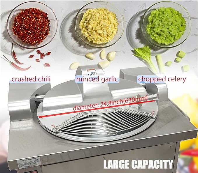 Commercial Meat Bowl Cutter Mixer with Wheels, 24L Heavy Duty Food Processor, 24.8" Bowl, 6 Blads, 1500W 661 LB/h Electric Food Chopperfor Restaurants & Kitchens
