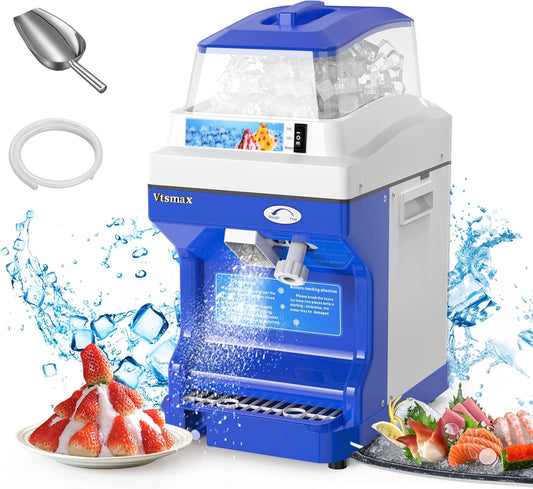 Electric Snow Cone Machine, 300W Ice Shaver Machine, Thickness Adjustable Snow Cone Maker Machine 661LBs/hr Ice Crusher for Bar Parties Events Snack, Home and Commerical Use Blue(5.8Qt)