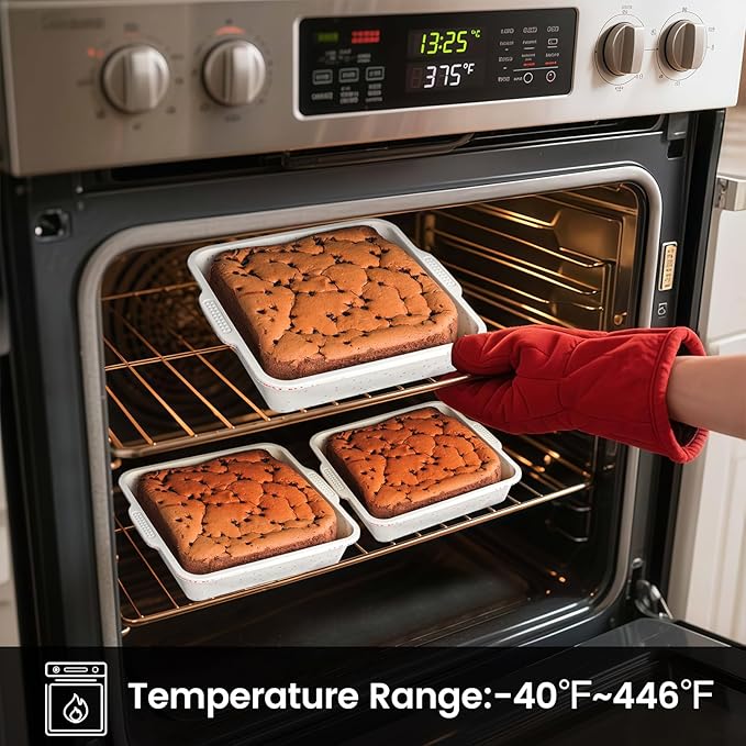 Vinino 8 inch Silicone Square Cake Pan with Metal Reinforced Frame, Nonstick Silicone Brownie Pans BPA Free Suitable for Making Cakes, Brownies, Bread