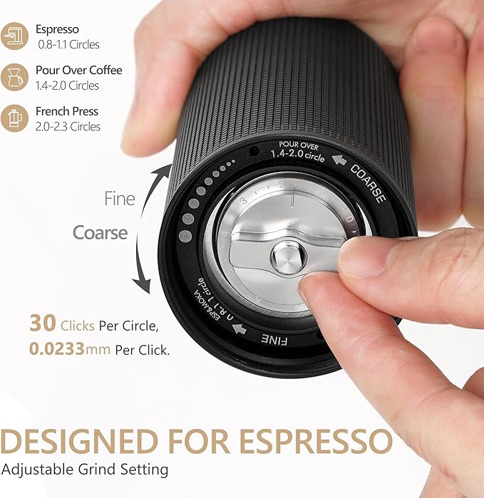 TIMEMORE Chestnut C3 ESP Manual Coffee Grinder, Hand Coffee Grinder with Internal Adjustable Grind Setting, Stainless Steel S2C Conical Burr Coffee Grinder, for Espresso to French Press - Black