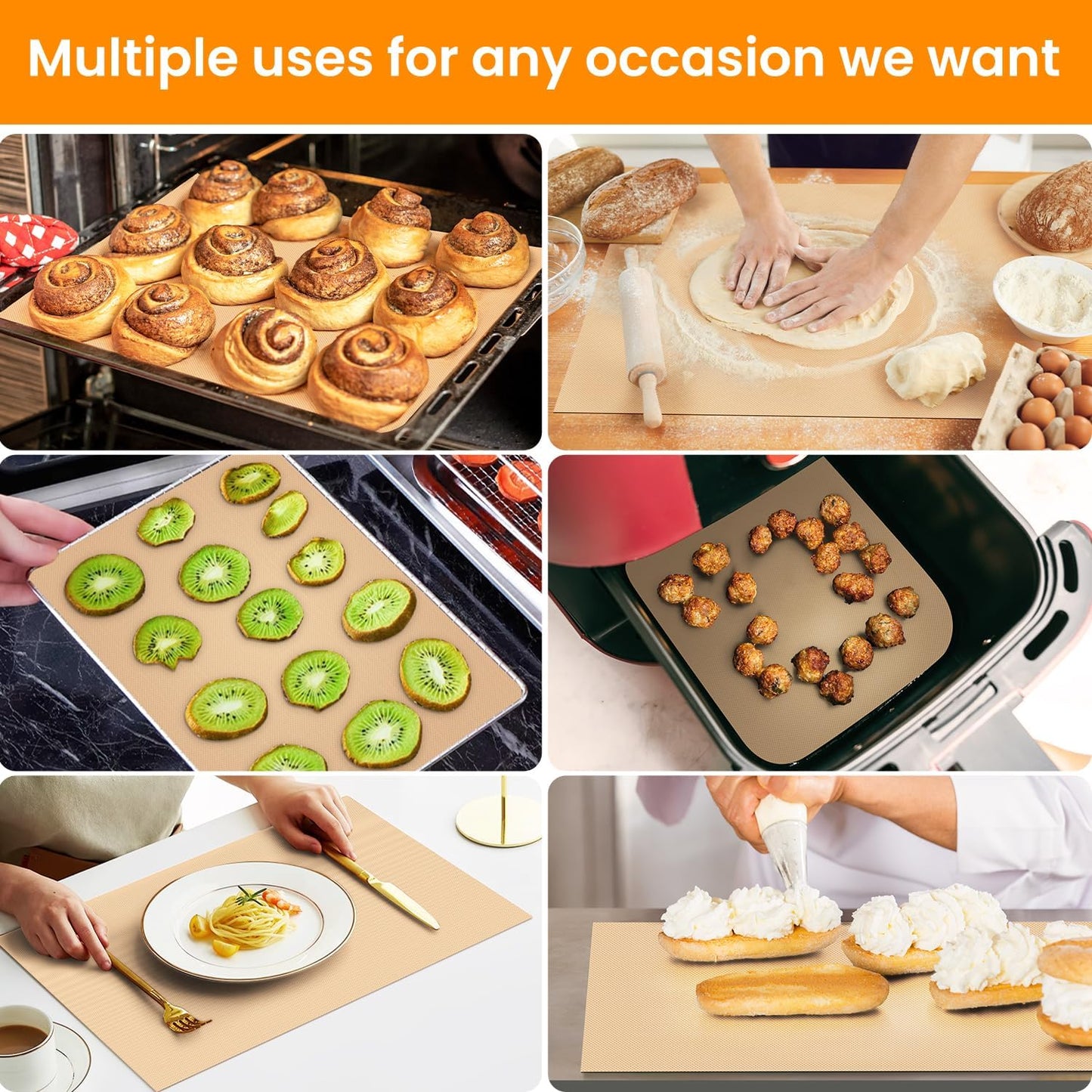 Silicone Baking Mat Roll- Reusable & Best German Silicone- Heat Resistant Freeze Dryer Liner, Non Stick Pastry Dough Rolling Mat, Non Slip Kitchen Counter Protector Mat