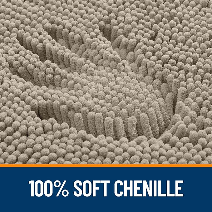 OLANLY Bathroom Rugs 30x20, Extra Soft Absorbent Chenille Bath Rugs, Rubber Backing Quick Dry, Machine Washable Bath Mats for Bathroom Floor, Tub and Shower, Home Decor Accessories, Warm Taupe