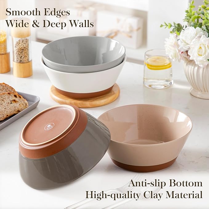MALACASA Soup Bowls, 60oz Ceramic Ramen Bowls, Bowls Set of 4