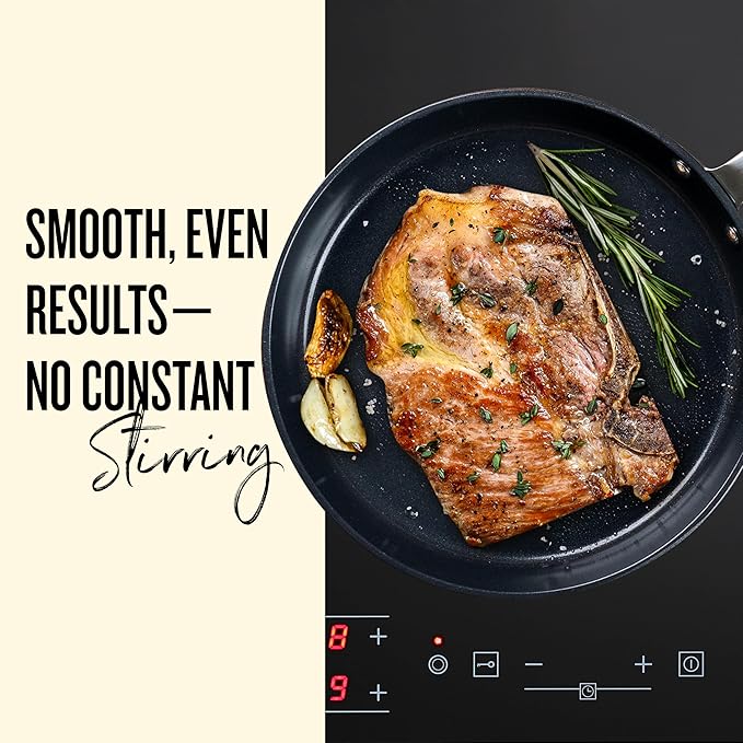 Alva Maestro 9.5-Inch Stainless Steel Nonstick Frying Pan – Made Without PFAS, PFOA & PTFE Ceramic Coating – Reinforced 5-Ply Aluminum Core, Oven & Induction Safe for Even Heat, Easy to Clean Coating