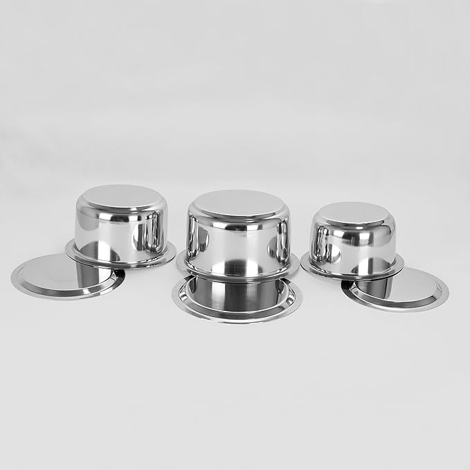 Sumeet Stainless Steel Cookware Set With Lid, 1L, 1.4L, 1.8L, 3 Piece (White)