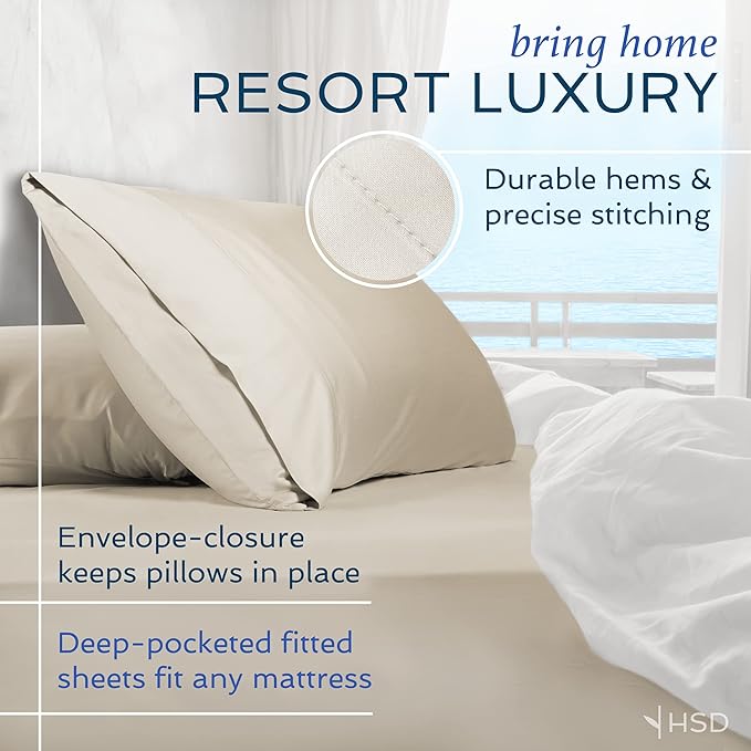 Hotel Sheets Direct 4 Piece Bed Sheet Set California King Size, 100% Viscose Derived from Bamboo Sheets Set with 2 Pillowcases, Cooling & Breathable Luxury Bedding, Moisture-Wicking & Silky Soft, Gray