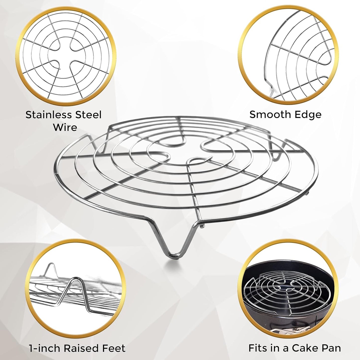 KITCHENATICS Round Cooling Racks for Cooking & Baking, Stainless Steel Steamer Rack, Canning Rack, Cake Cooling Rack - Circle Wire Cooling Rack for Air Fryer, Instapot, Cake Pans - 3PC 7.5", 9", 10.5"