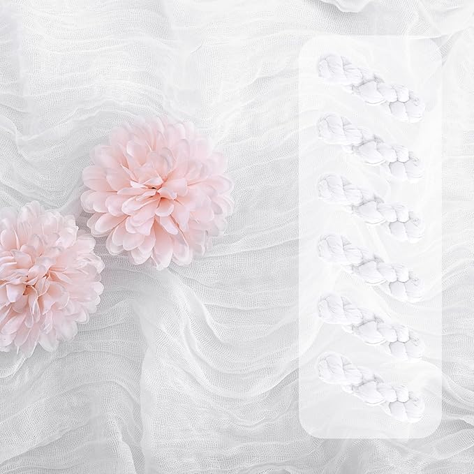 Aktor 6 Pack White Cheesecloth Table Runner 10Ft Gauze Table Runner Boho Semi Sheer Cheese Cloth Fabric Runners for Wedding Birthday Baby Shower Party Table Decoration（White）