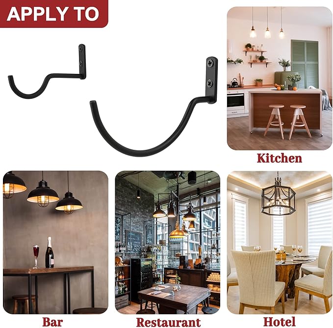 Wall-Mounted Wine Hook: Hanging Wine Bottle Wall Holder - Set of 6 Metal Wall Red Wine Rack