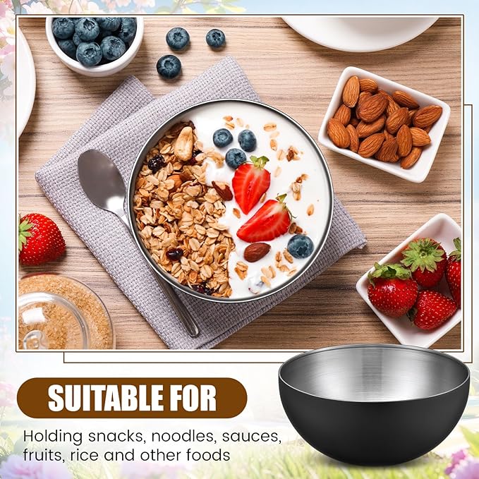 Nuogo 10 Pcs Stainless Steel Mixing Bowls Christmas Decorative Esthetician Bowls for Christmas First Holy Communion Wedding Baking Prepping Serving Facial Salad Fruit Candy(5.9 Inch,Black)