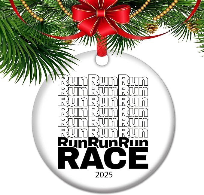 Runner Ornament 2025 Marathon Race for Runners Long Distance Keepsake Ceramic Tree Decor Athletic Achievement