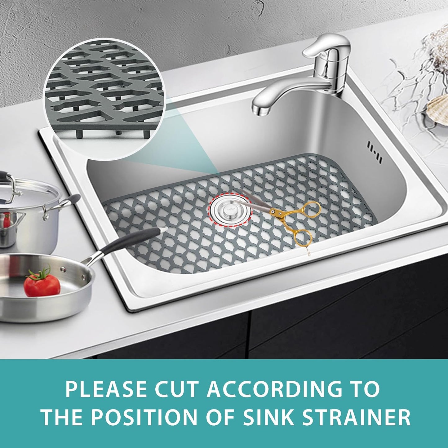 Sink Protectors for Kitchen Sink, Large Silicone Mats Grid for Bottom of Farmhouse (30”x14”)