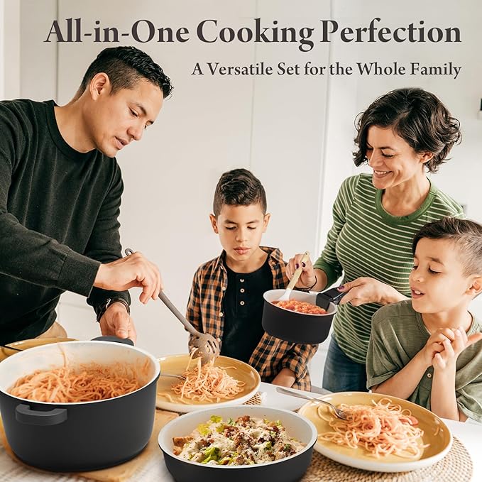 23-Piece Removable Handle Pots and Pans Set Non Stick, Ceramic Cookware Set with Mini Egg Pan, Large Capacity, Non-Toxic, Induction & Oven Safe, Dishwasher Safe, RV Compatible, Black & White
