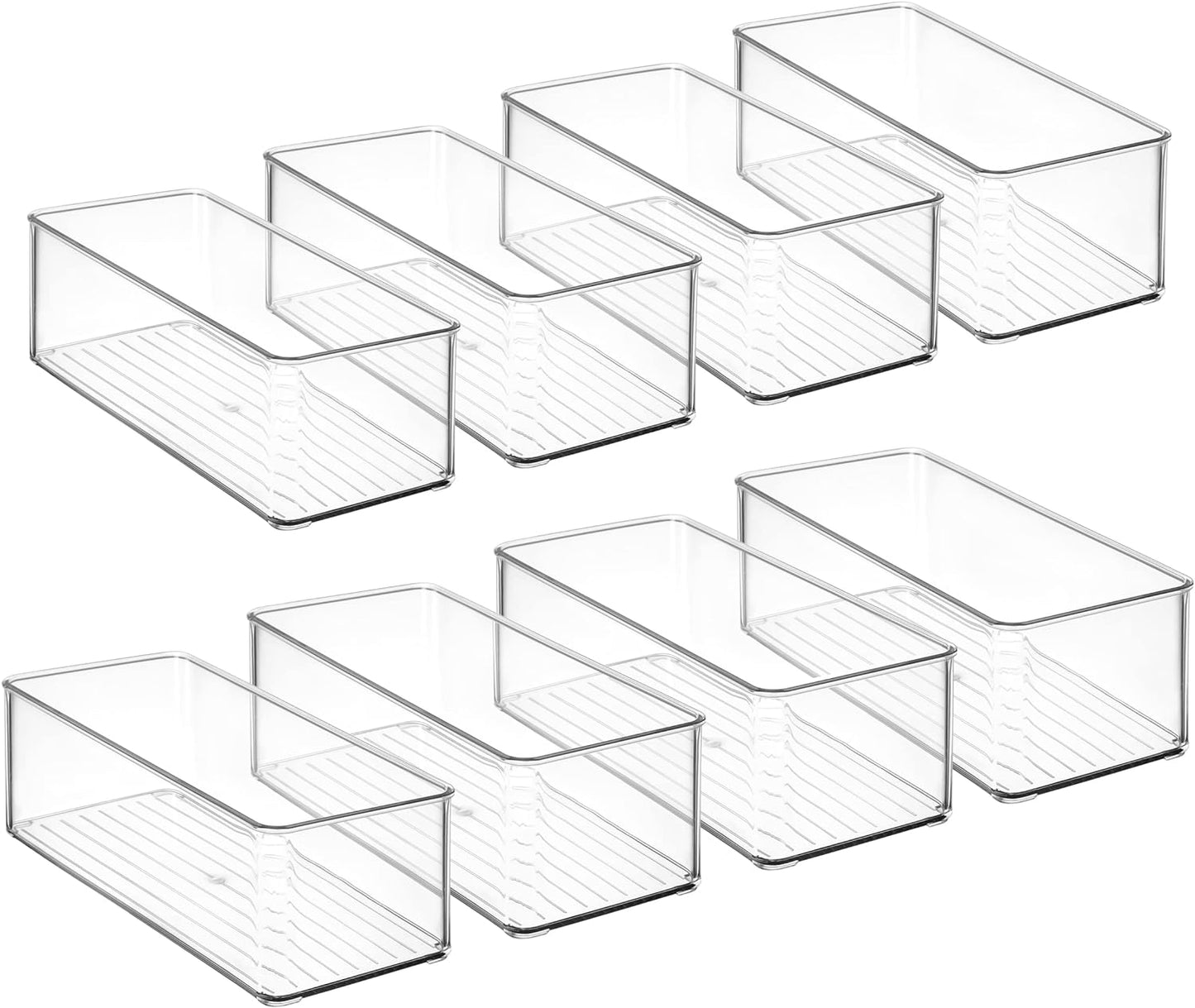Hudgan 8 Pack Clear Plastic Drawer Organizers Set, Stackable Deep Drawer Organizer for Makeup Vanity and Desk, 2 Sizes Tall Bathroom Drawer Organizer