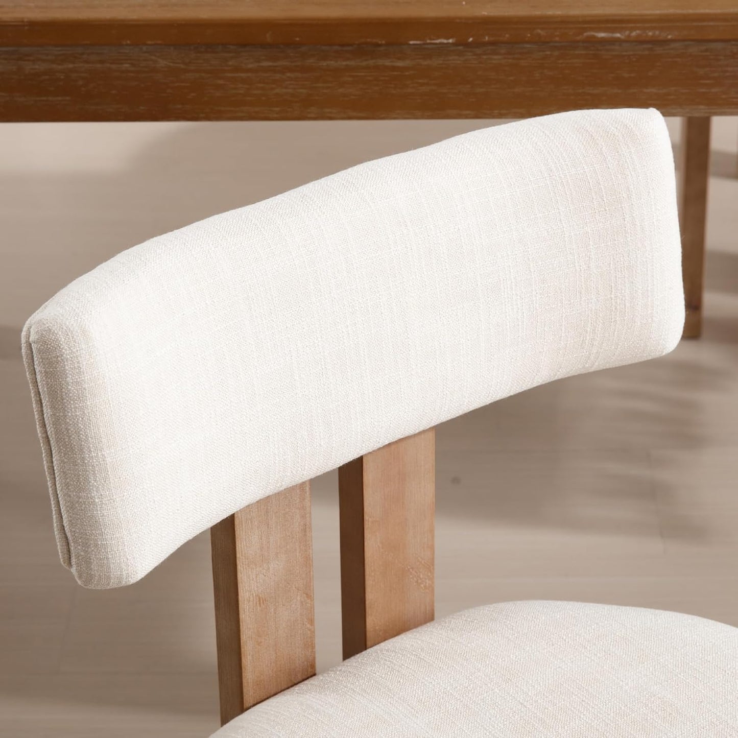 chairus Dining Chairs Set of 2 Linen Fabric Diner Chairs Farmhouse Wood Chairs for Kitchen and Dining Room, Beige