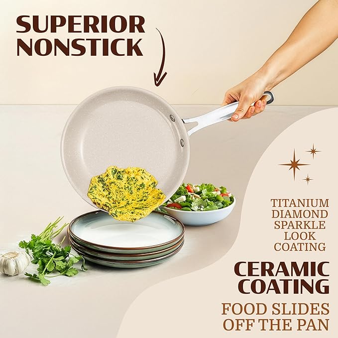 Granitestone 20 Pc Ceramic Cookware Set Nonstick, Complete Pots and Pans Set Non Stick for Kitchen with 5 Pc Bakeware Set, Deep Frying Pan Set, & Steamer, Non Toxic PFOA Free, Oven & Dishwasher Safe