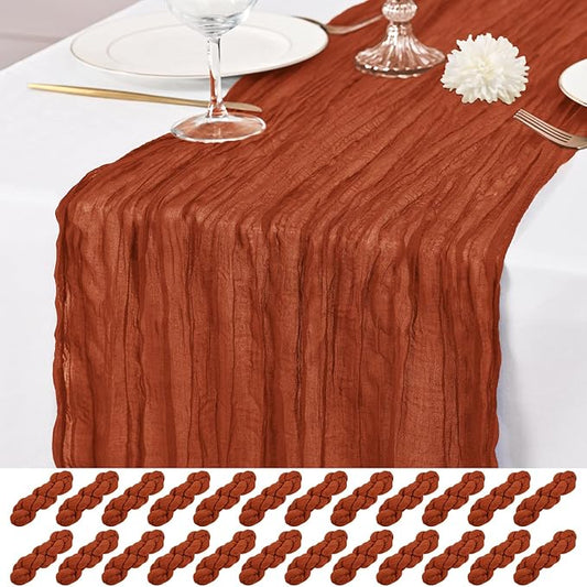 24 Pack Terracotta Table Runner 10Ft Cheesecloth Table Runner Rustic Gauze Table Runners Romantic Long Sheer Fabric Cheese Cloth Table Runners for Wedding Party Bridal Baby Shower