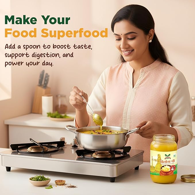 Gavyamart Vedic Bilona Cow Ghee ,Grassfed Ghee – Pasture Raised, Hand Crafted Clarified Butter Made Using Traditional Bilona Method Desi Ghee Jar 500ML (16 flOz)