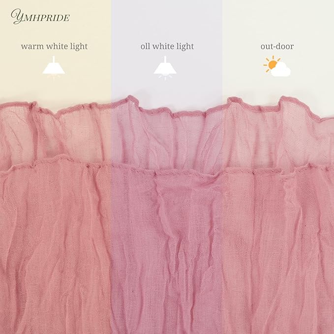 12 Pack Cheesecloth Table Runner 35 x 70 inch Long Boho Cheese Cloth Gauze Table Runners Semi Sheer Table Runner for Wedding Decor, Bridal Shower, Birthday Party (Dusty Rose)