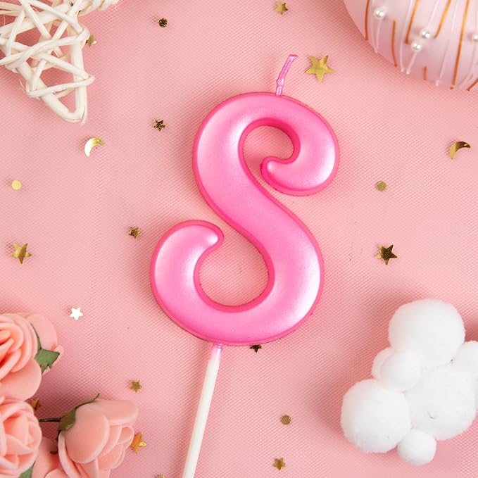 PHD CAKE 2.76 Inch Elegant Pink 8 Number Birthday Candles, Pink Number Candles, Cake Number Candles, Party Celebration