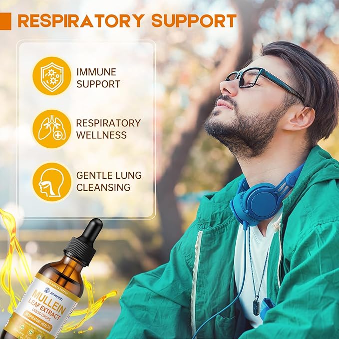 Mullein Drops for lungs Cleanse - Cordyceps, marshmallow root & Licorice Root Extract, Respiratory Herbal Supplement with Mullein Leaf extract for Immune Support & Bronchial Cleanse, 4 Fl Oz 2 Pack
