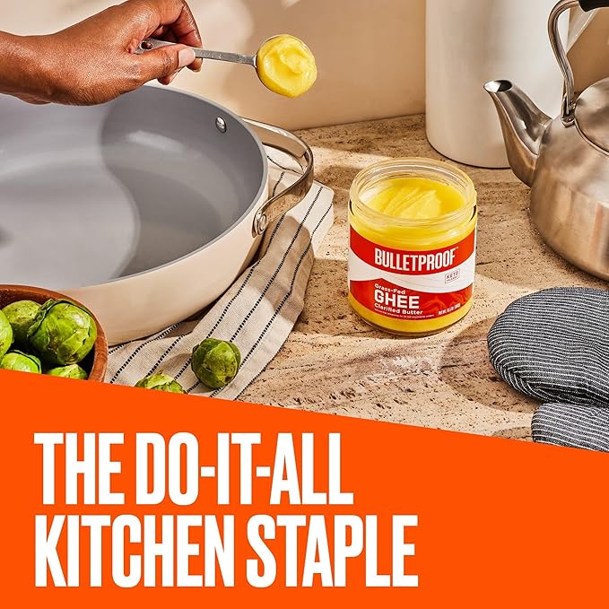 Grass Fed Ghee, 13.5 Oz, Bulletproof 100% Grass Fed, Pasture Raised Clarified Butter Fat, Keto, Paleo, Lactose Free, Casein Free, Non-GMO