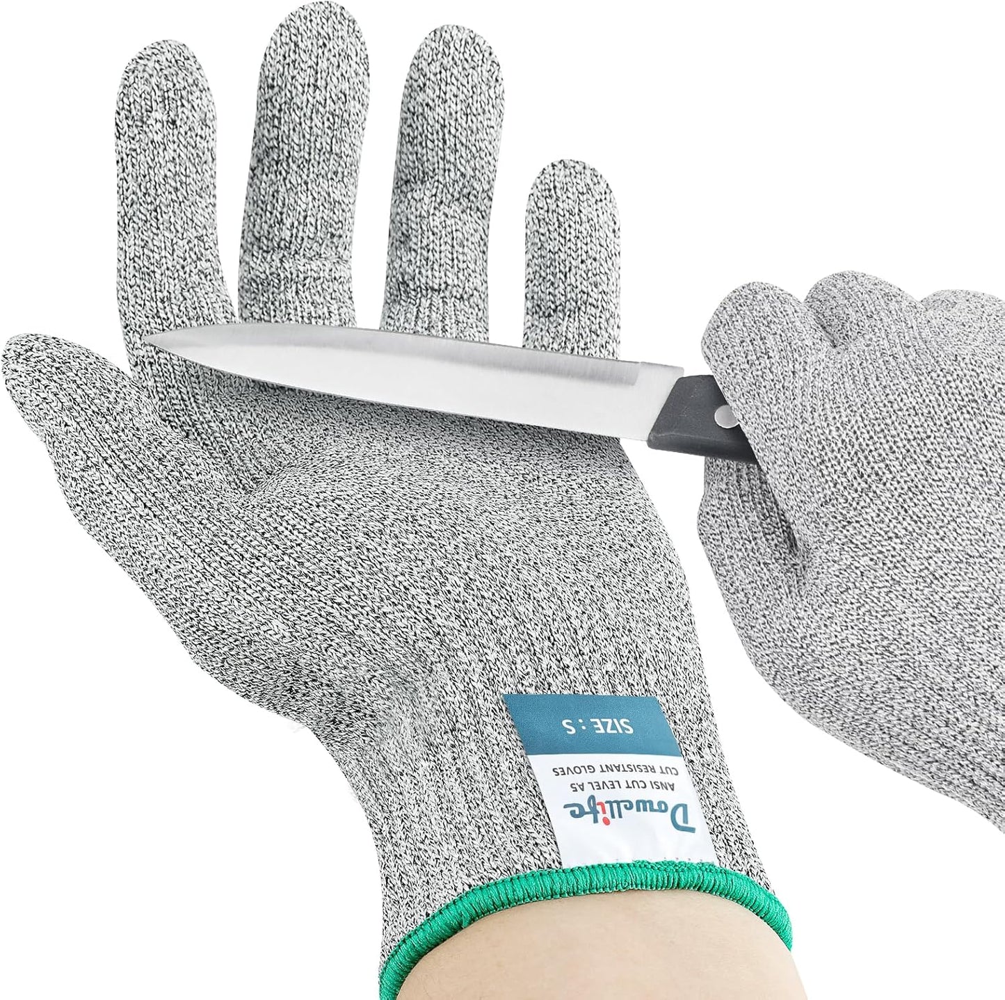 Dowellife Soft Level 9 Cut Resistant Gloves Food Grade, Steel Wire Mixed Kitchen Safety Gloves for Chef Oyster Shucking Mandoline Knife Butcher Meat Cutting Carving (X-Large)