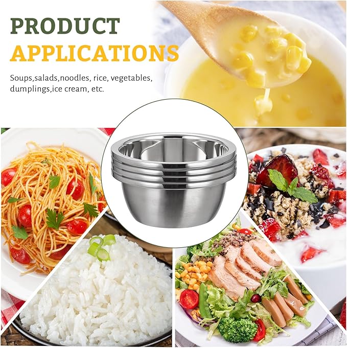 Stainless Steel Bowl Set of 4, Thicker 18/8 Stainless Mixing Bowls 1.9 Quart, Salad Bowls, Nesting Metal Prep Bowls for Cooking Baking Marinating, Serving Bowls for Cereal Soup