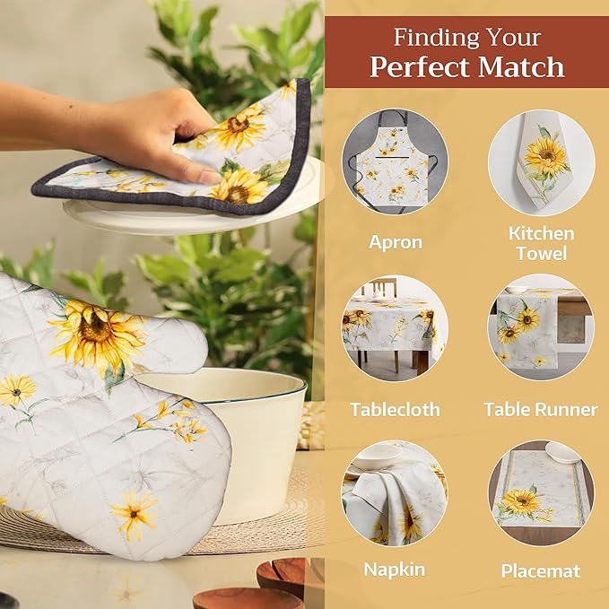 Maison d' Hermine Pot Holders Set 100% Cotton Heat Resistant Potholders 8" x 8" Hot Pads with Loop BBQ, Cooking, Baking, Grilling, Kitchen, Handling Hot Pans Spring/Summer (Pack of 2, Candice)