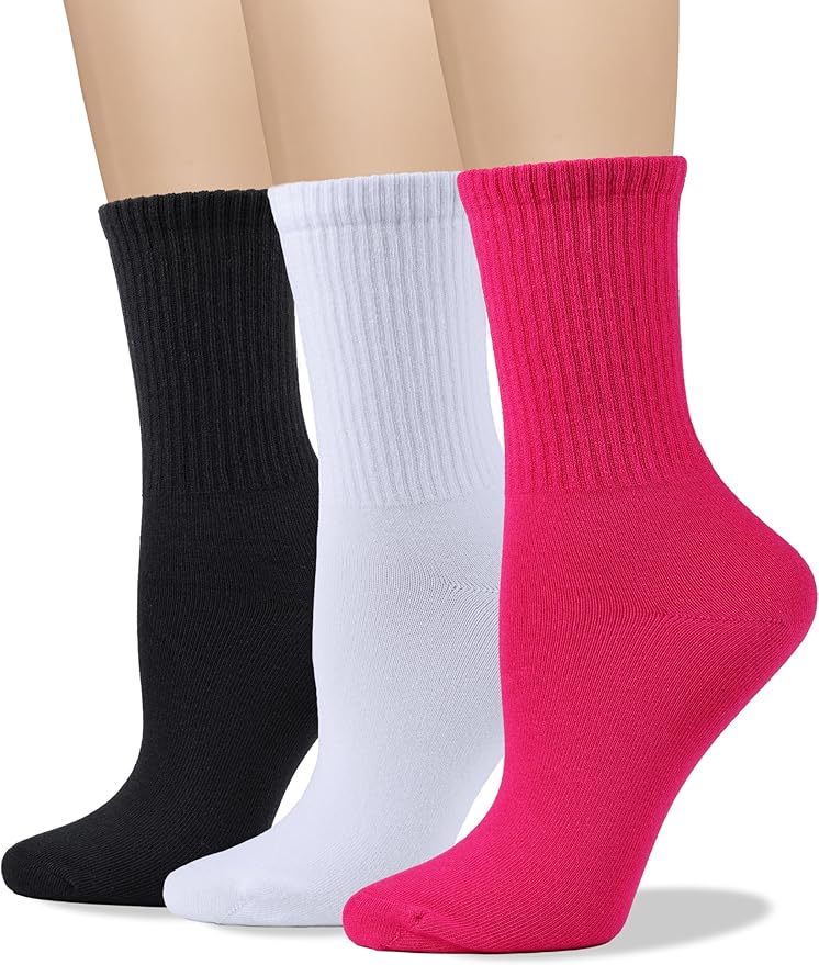 COTTON DAY Women's Soft Combed Cotton Dress Socks Seamless Toe Black White Gray Navy Blue Brown Beige