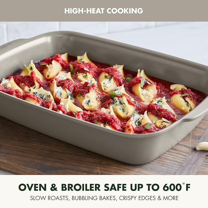 GreenPan Premiere Ovenware Healthy Ceramic Nonstick 13" x 9" Rectangular Baking Pan, PFAS-Free, Warp-Free Bakeware, Durable Quick Heating, Oven & Broiler Safe to 600F, Dishwasher Safe, Taupe