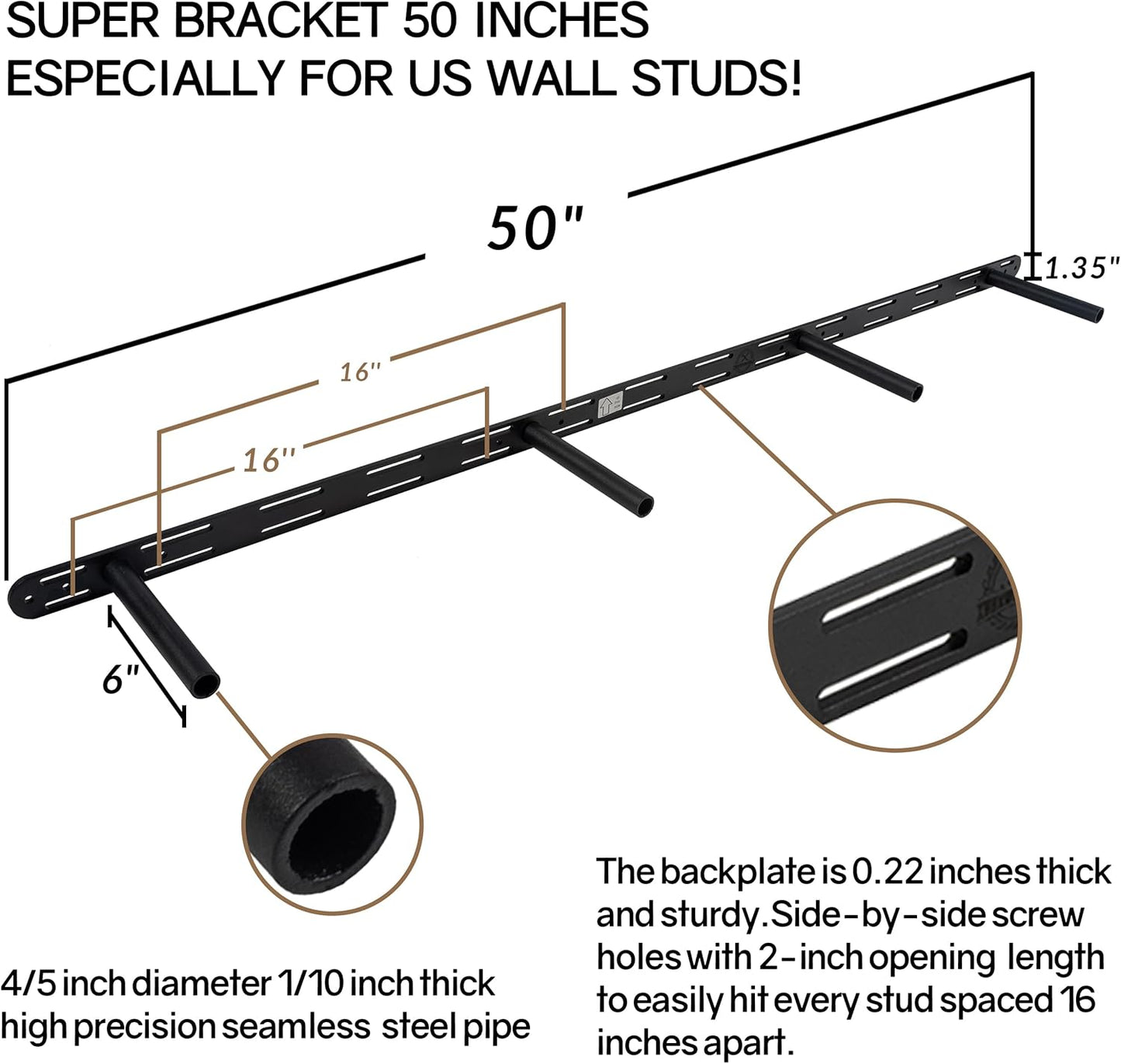 Rusitc Floating Shelves 60 inch Long 8 "deep Set of 2, Heavy Duty Wood Wall Mounted Shelves for Bathroom Living Room Kitchen,Book Shelves with Thickened Hidden Bracket-Gold Oak