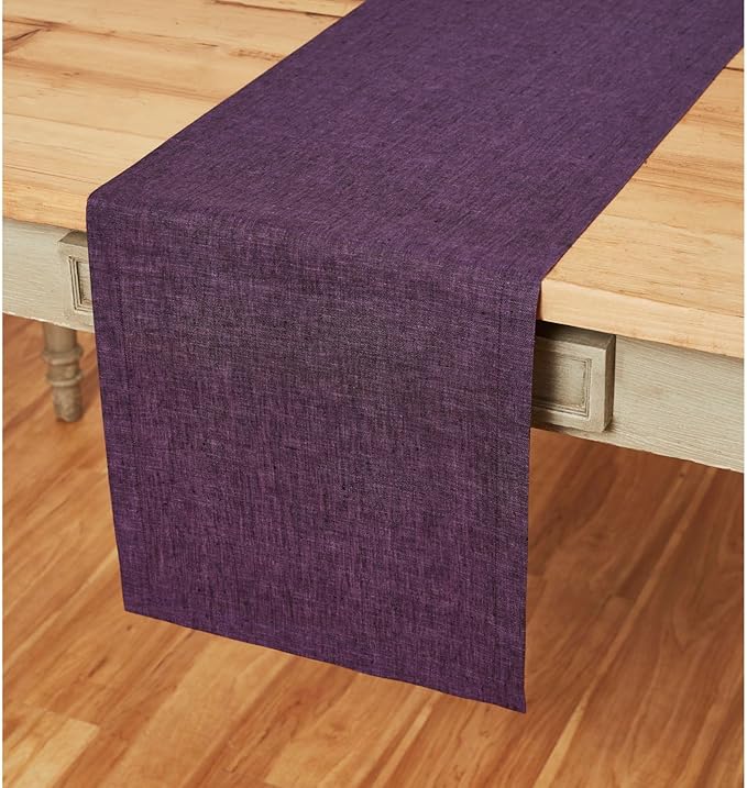 Solino Home Linen Small Table Runner 60 Inches - Athena, 100% Pure Linen Grape Table Runner 14 x 60 Inch Ideal for Dresser and Coffee Tables - Winter, Holiday, Christmas