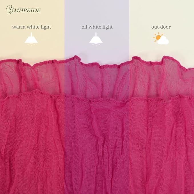 12 Pack Cheesecloth Table Runner 35 x 70 inch Long Boho Cheese Cloth Gauze Table Runners Semi Sheer Table Runner for Wedding Decor, Bridal Shower, Birthday Party (Hot Pink)