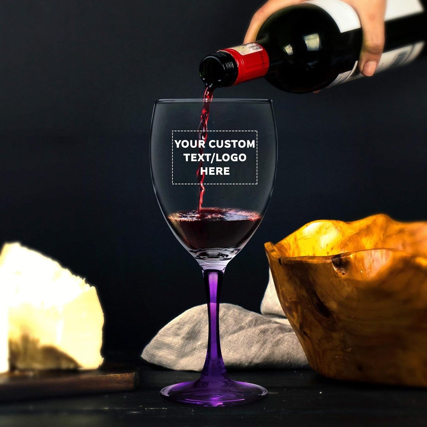 Custom Nuance Wine Glasses by ARC 10.5 oz. Set of 10, Personalized Bulk Pack - Restaurant Glassware, Perfect for Red Wine, White Wine, Cocktails - Purple