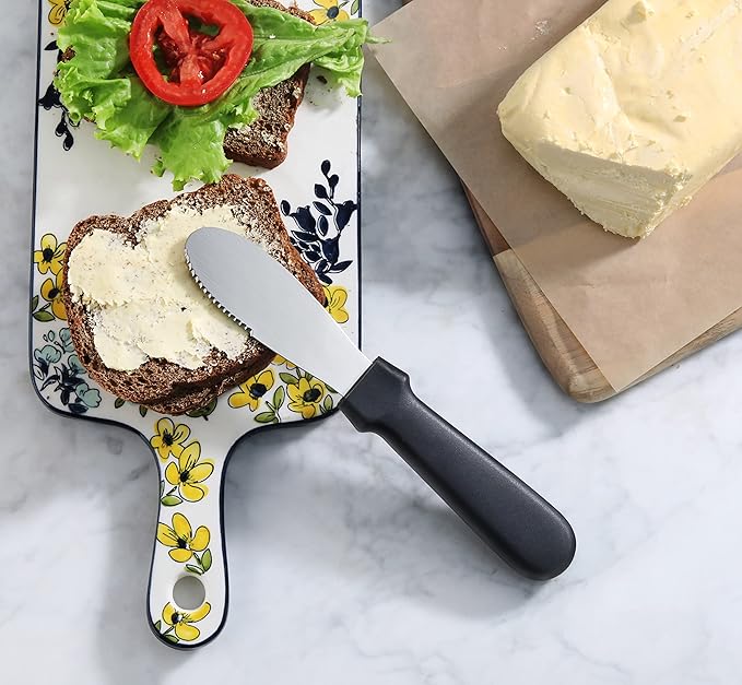 New Star Foodservice 43013 Plastic Handle Butter Spreader, 8.75-Inch, Black, Set of 4
