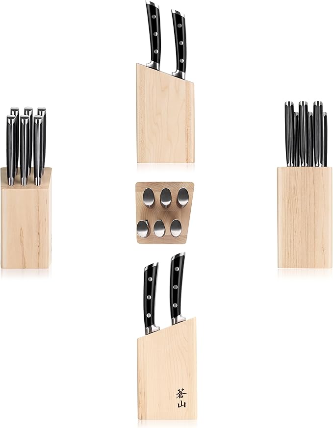 Cangshan TS Series 1022278 Swedish 14C28N Steel Forged 6-Piece Steak Knife Block Set, Maple