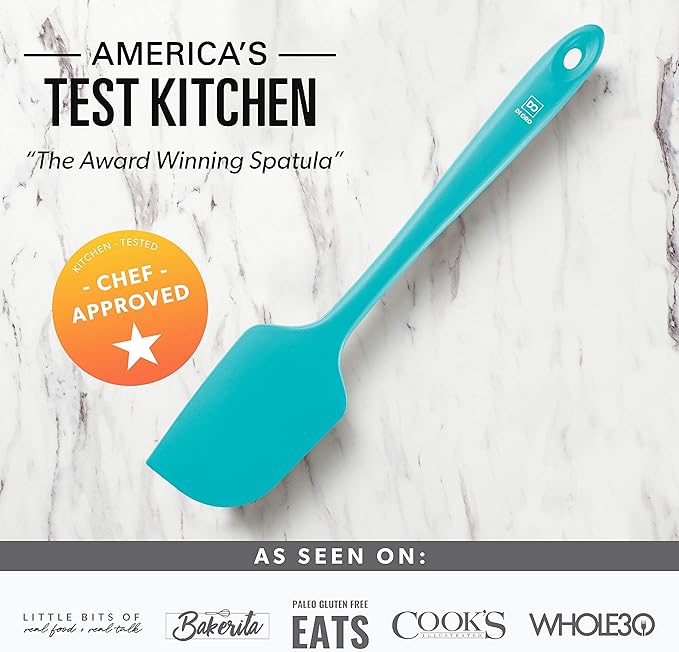 DI ORO Silicone Spatula - 600°F Heat-Resistant Rubber Kitchen Spatula for Baking, Scraping, & Mixing - BPA Free Nonstick Cookware Safe Flexible Utensil for Cooking - Seamless & Dishwasher Safe (Teal)