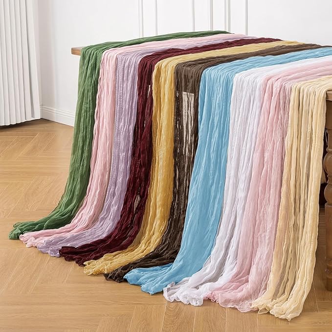 Leetaltree 6 Pack Terracotta Christmas Table Runner,35x120 Inch Boho Rustic Cheese Cloth Table Runner, Decorative Table Runners for Bridal Baby Shower Decorations or Wedding Table Decorations