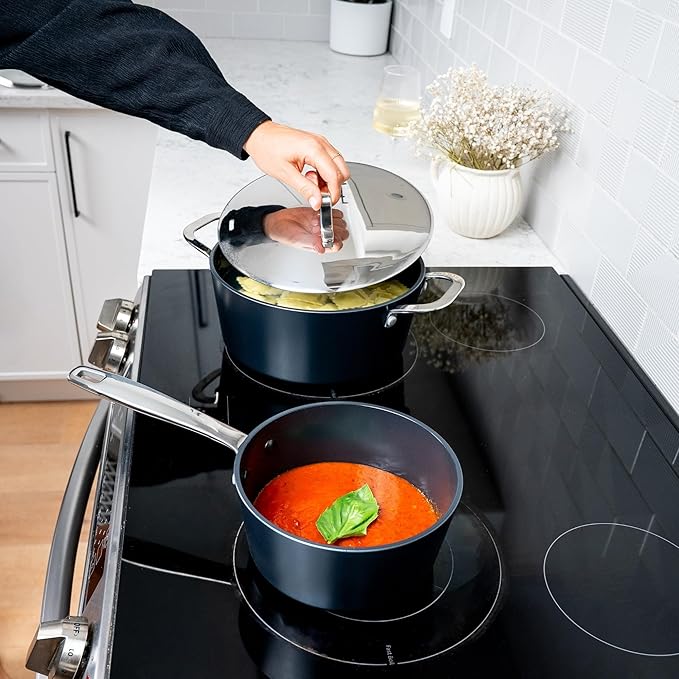 Alva Maestro 9-Piece Ceramic Cookware Set – Nonstick & No PTFE, PFOA, PFAS for Safe, Healthy Cooking – Oven & Induction Safe for Fast Even Heat, Effortless Cleanup, Durable Designed to Last