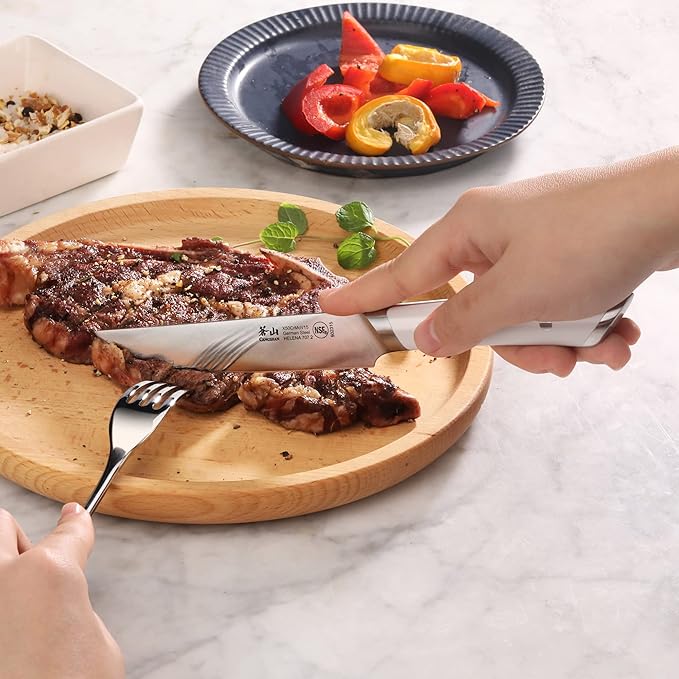 Cangshan HELENA Series German Steel Forged 4-Piece Fine-Edge Steak Knife Set (White)