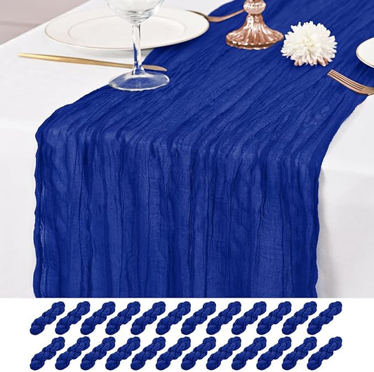 24 Pack Royal Blue Table Runners 10Ft Cheesecloth Table Runner Rustic Gauze Table Runner Romantic Long Sheer Fabric Cheese Cloth Table Runner for Wedding Party Bridal Baby Shower